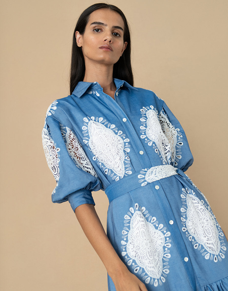 Zara - Denim Long Sleeve Dress on Designer Wardrobe